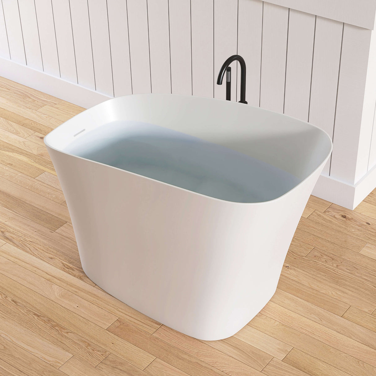 New England Home Goods Dhaulagiri 51" Freestanding Tub in White - Stone Resin Solid Surface