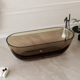 New England Home Goods Anse 69" Freestanding Tub in Gray - Stone Resin Solid Surface