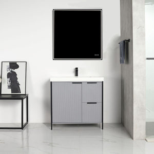 Blossom Zurich 36" Vanity – Glossy White & Metal Grey with Soft-Close Drawers & Ample Storage