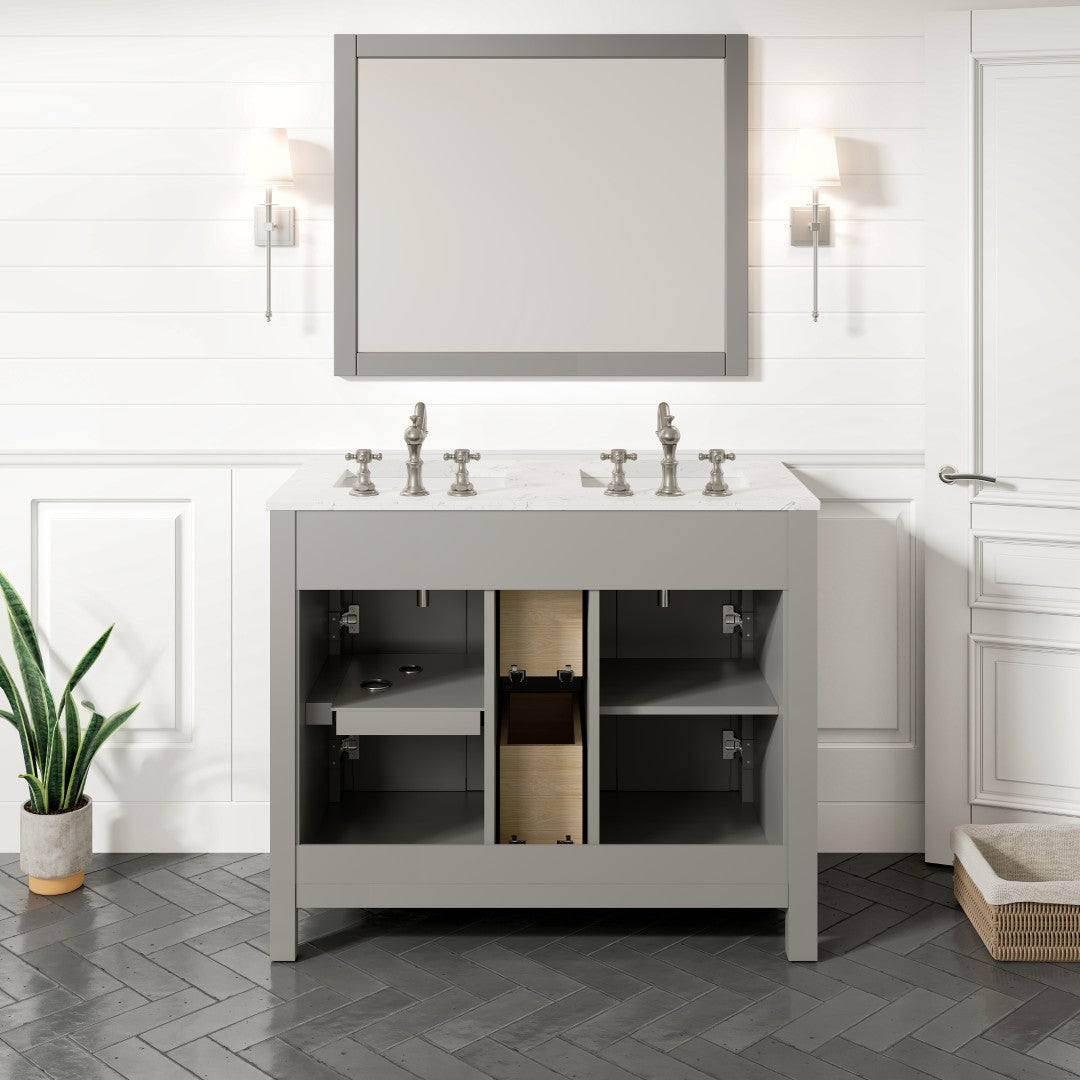 Artemis 44 in. Gray Double Sink  Bath Vanity with Engineered Top and Undermount Porcelain Sinks