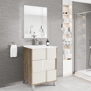 Eviva Sax 24" x 30" Rectangular Brushed Nickel Metal Framed Mirror