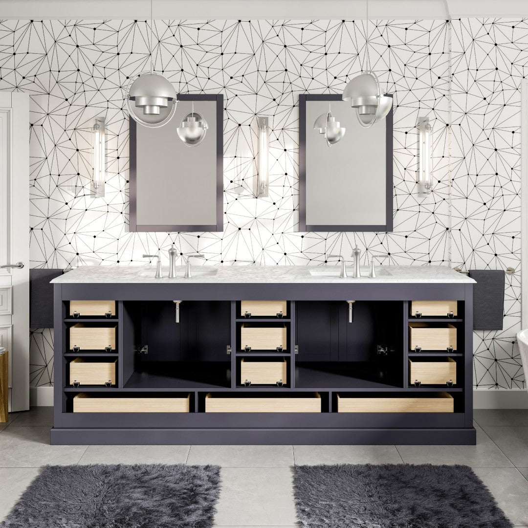 Storehouse 84 in. Dark Gray Double Sink  Bath Vanity with Carrara Marble Top and Undermount Porcelain Sinks