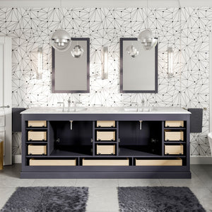 Storehouse 84 in. Dark Gray Double Sink  Bath Vanity with Carrara Marble Top and Undermount Porcelain Sinks