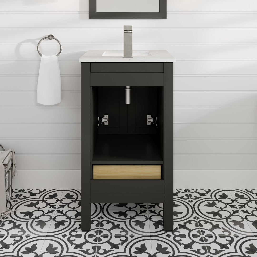 London 20 in. Espresso Single Sink Bath Vanity with Carrara Quartz Top and Undermount Porcelain Sink