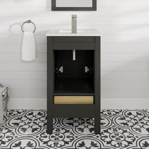 London 20 in. Espresso Single Sink Bath Vanity with Carrara Quartz Top and Undermount Porcelain Sink