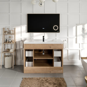 Lugano 42 in. Natural Oak Single Sink Bath Vanity with Acrylic Top and Integrated Sink