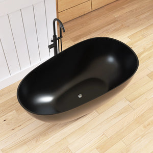 New England Home Goods Kilimanjaro 59" Freestanding Tub in Black - Stone Resin Solid Surface