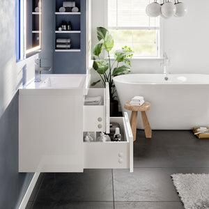 Flair 32 in. White Wall Mount Single Sink Bath Vanity with Acrylic Top and Integrated Sink