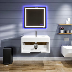 Venice 36 in. Oak Wall Mount Single Sink Bath Vanity with Acrylic Top and Integrated Sink