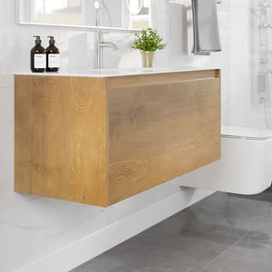 Madeira 48 in. Oak Wall Mount Single Sink Bath Vanity with Acrylic Top and Integrated Sink