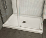 MAAX 420003-542-001-100 B3Square 4836 Acrylic Corner Left Shower Base in White with Anti-slip Bottom with Center Drain