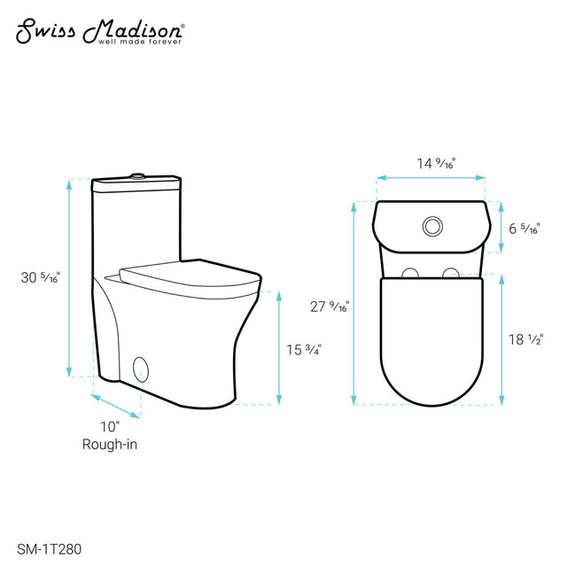 Monaco One-Piece Elongated Toilet Dual Flush 1.1/1.6 gpf with 10" Rough in