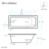 Voltaire 54 in x 30 in Acrylic Glossy White, Alcove, Integral Left-Hand Drain, Bathtub