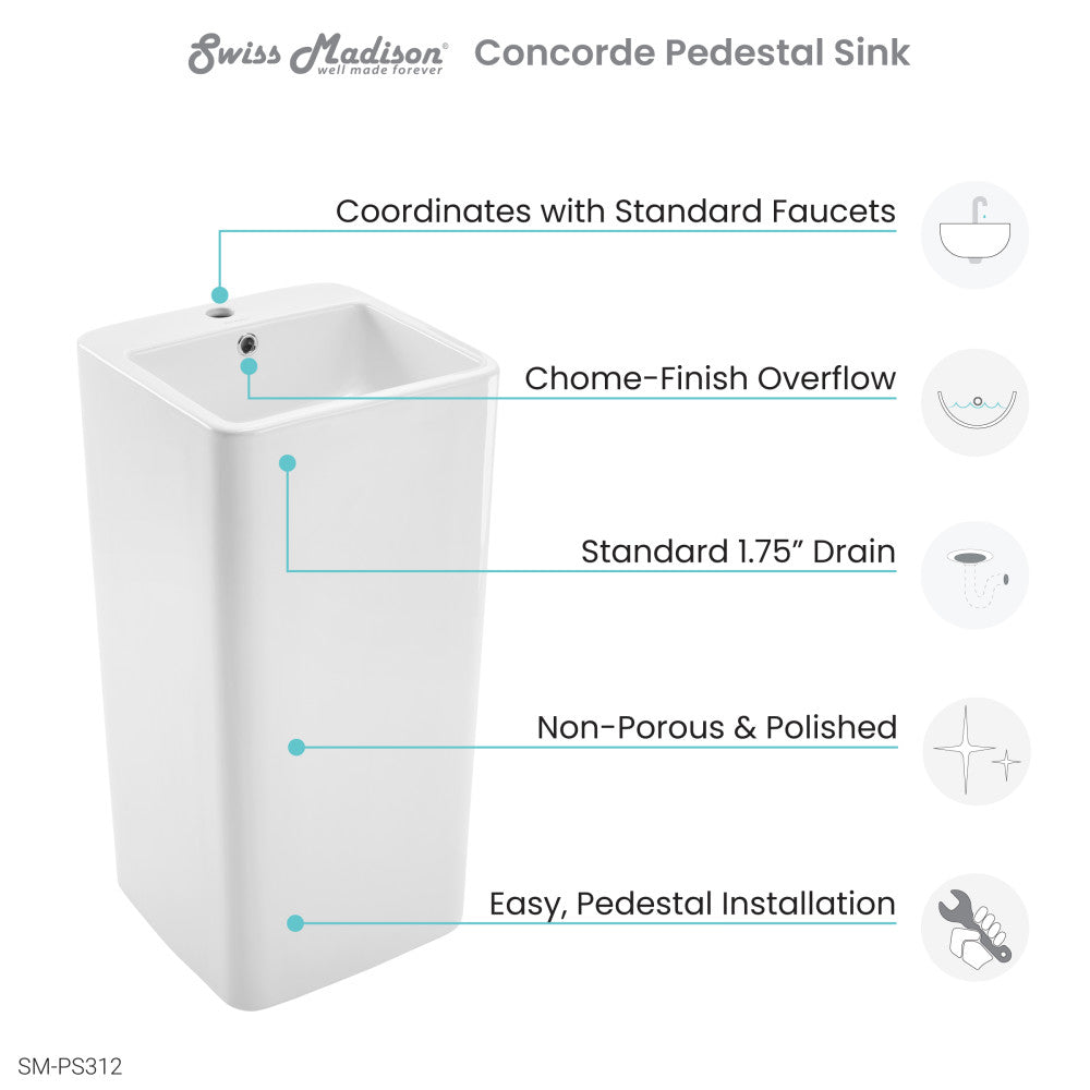 Concorde One Piece Pedestal Sink