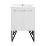 Annecy 24 Single, Glossy White, Two Doors, Bathroom Vanity