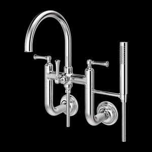 Tisbury Wall Mount 2-Handle Tub Filler with Hand Shower in Polished Chrome