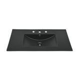 36 inch Ceramic Vanity Sink Top in Matte Black with 3 Holes