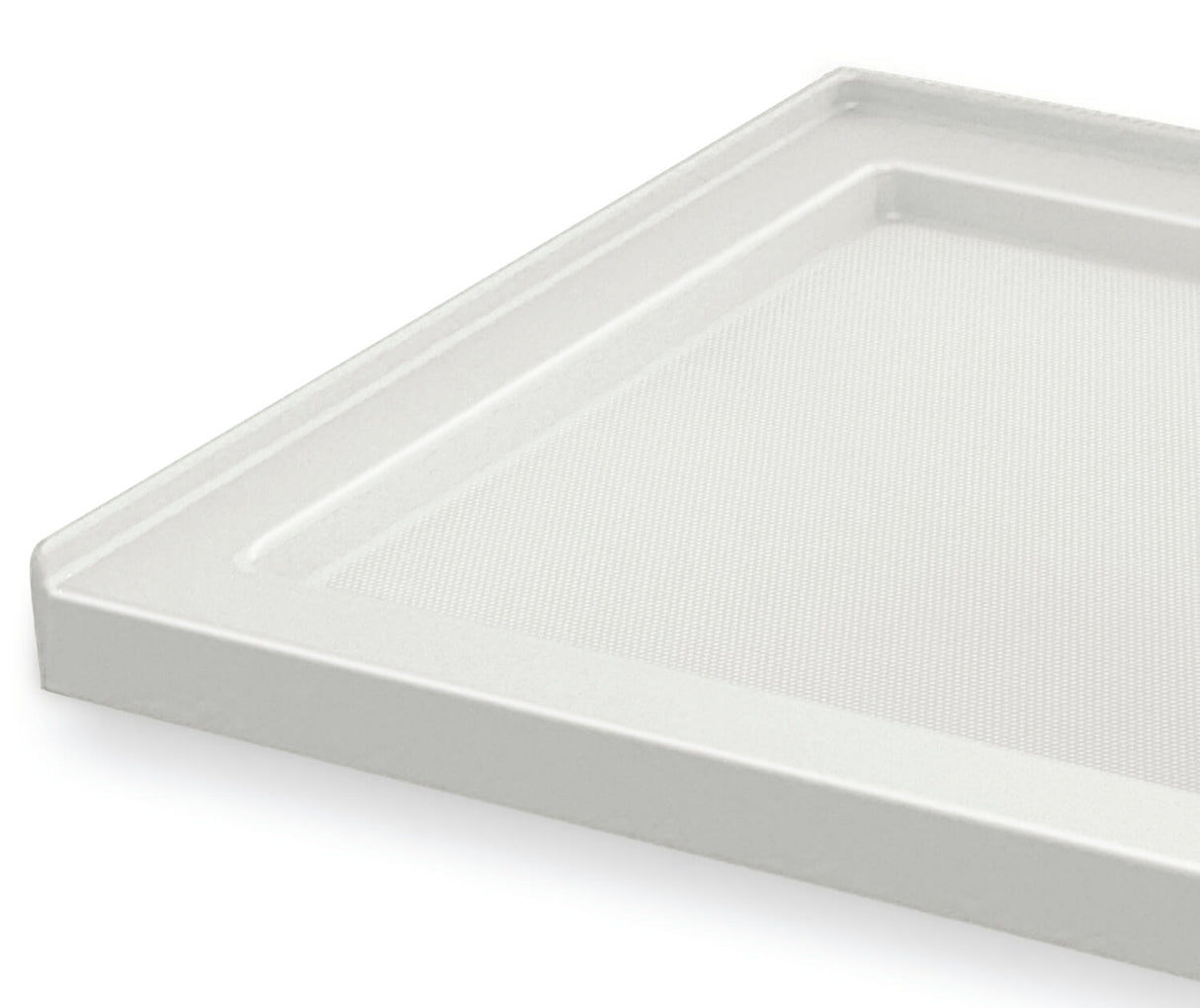 MAAX 420005-542-001-100 B3Square 6032 Acrylic Corner Left Shower Base in White with Anti-slip Bottom with Left-Hand Drain