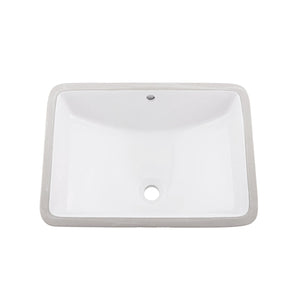 DAX Ceramic Square Single Bowl Undermount Bathroom Basin, White BSN-202G-W