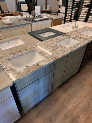 Cab-Tec 60" Shaker Double Vanity – Moss Finish with Quartz Top – Solid Wood Construction