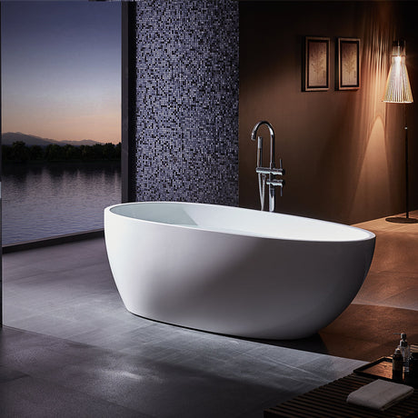 DAX Acrylic Oval Freestanding Bathtub, 67", White BT-8317