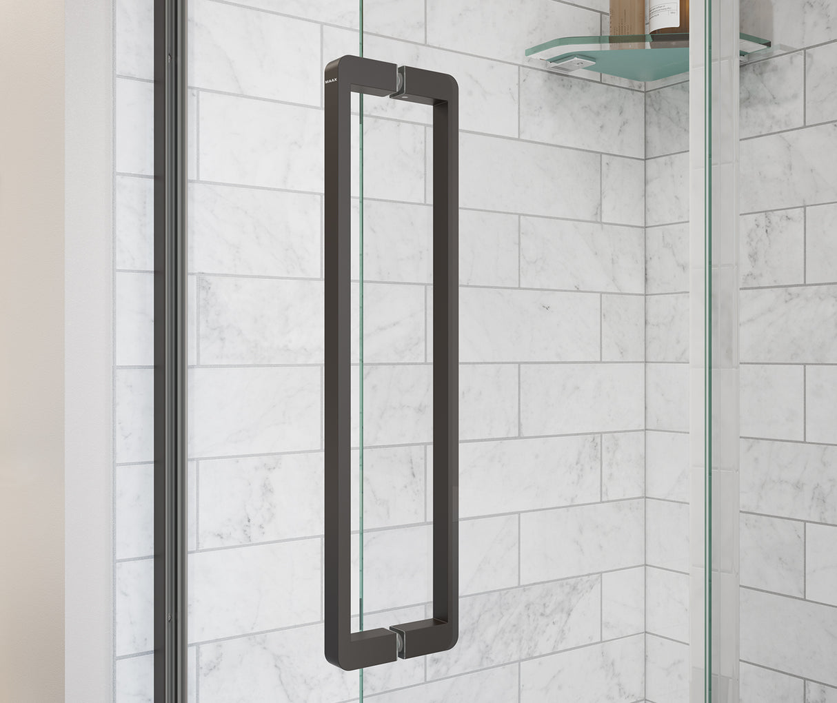 MAAX 135323-900-173-000 Uptown 44-47 x 76 in. 8 mm Sliding Shower Door for Alcove Installation with Clear glass in Dark Bronze