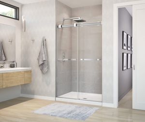 MAAX 136271-900-280-000 Duel 44-47 x 70 ½-74 in. 8 mm Bypass Shower Door for Alcove Installation with Clear glass in Chrome & Matte White