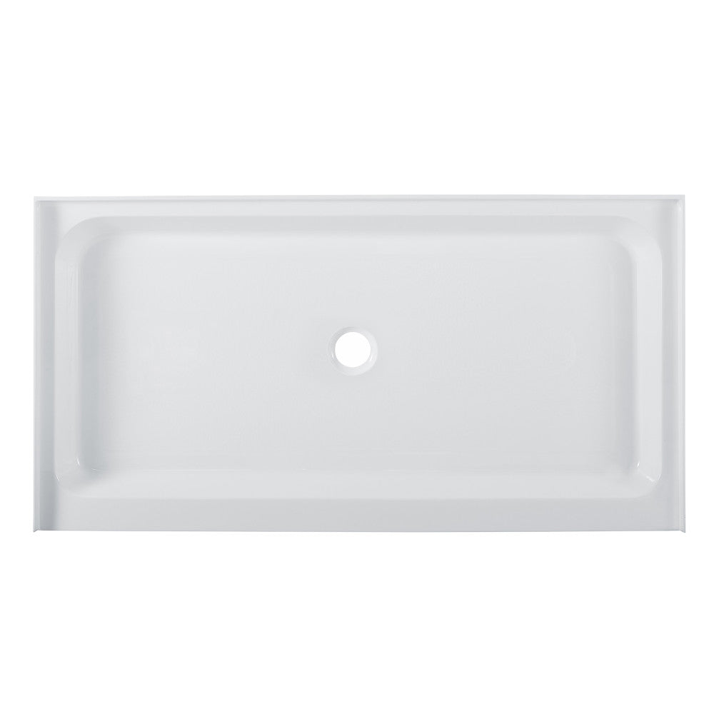 Voltaire 60 x 32 Acrylic White, Single-Threshold, Center Drain, Shower Base