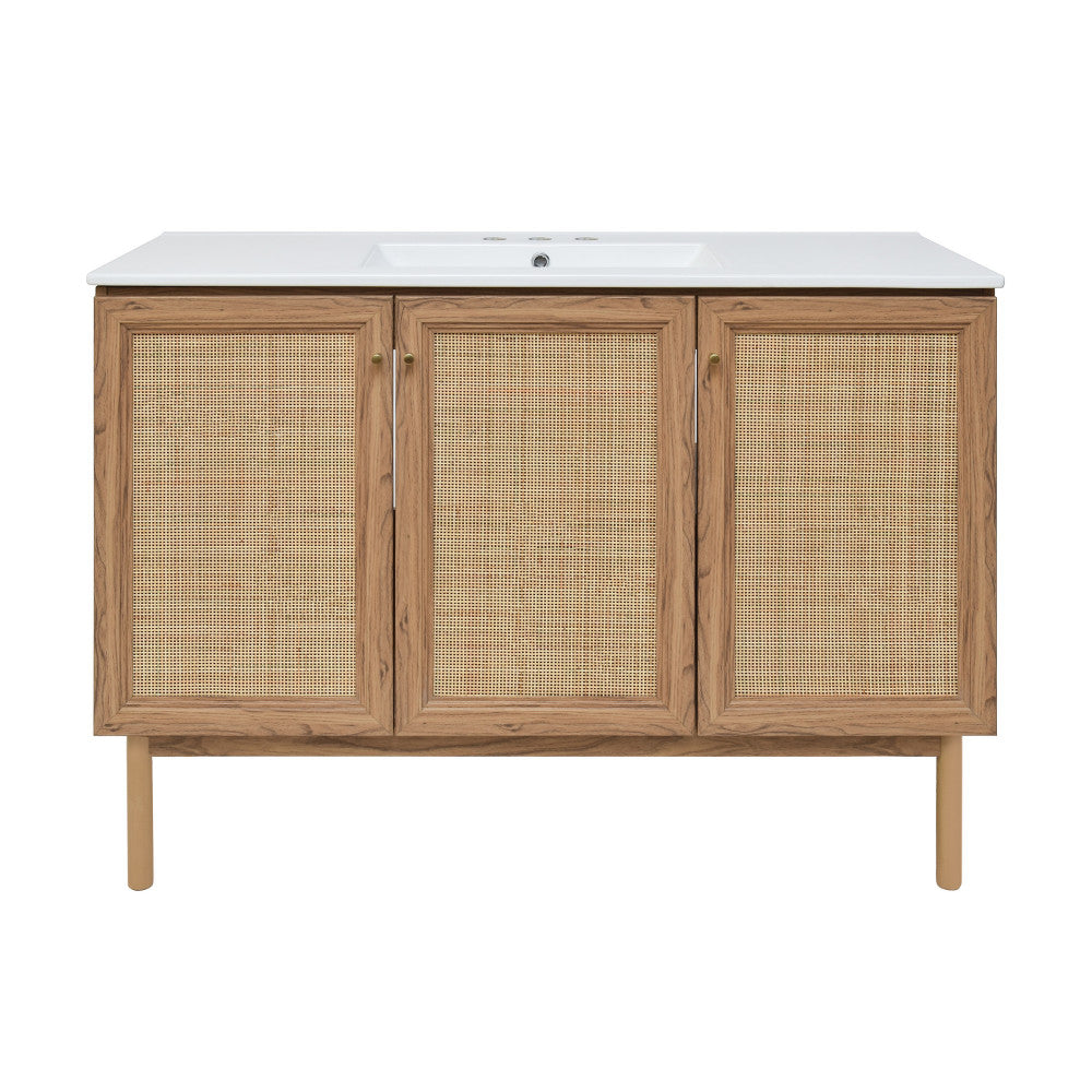 Classe 48" Freestanding Bathroom Vanity in Golden Oak with 3-Hole Widespread Sink Top