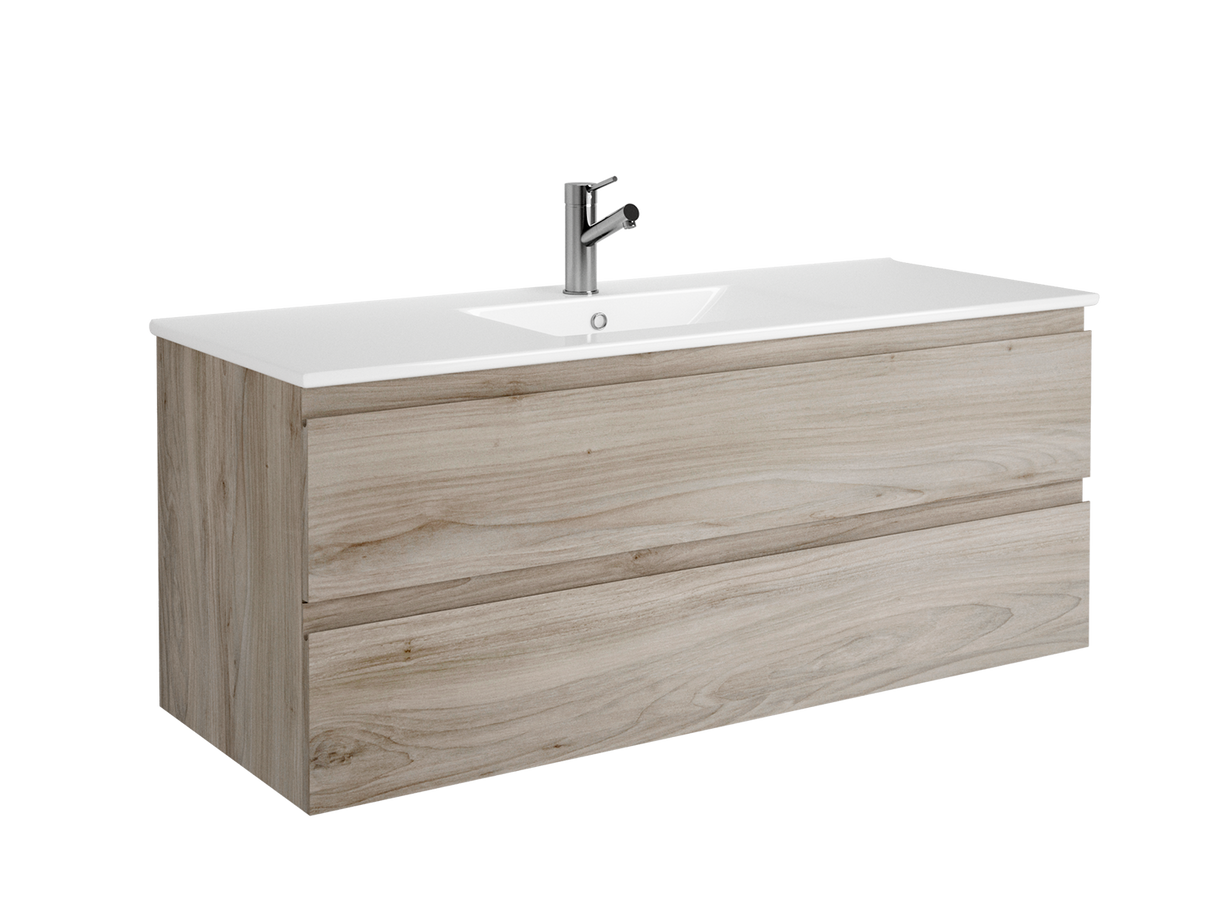 DAX Pasadena Engineered Wood and Porcelain Onix Basin with Vanity Cabinet, 48", Pine DAX-PAS014812-ONX