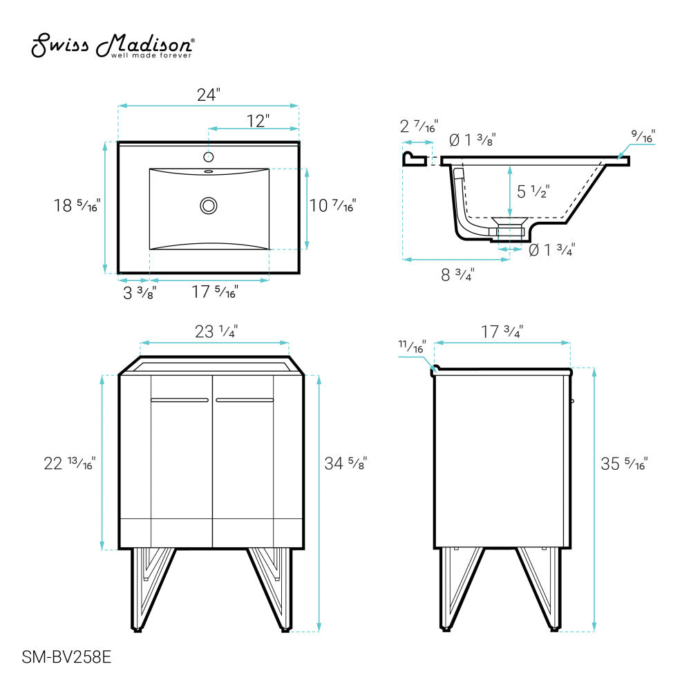 Annecy 24" Bathroom Vanity in Cinder Purple