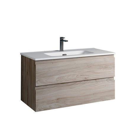 DAX Pasadena Engineered Wood and Porcelain Basin Single Vanity Cabinet, 36", Pine DAX-PAS013612-ONX