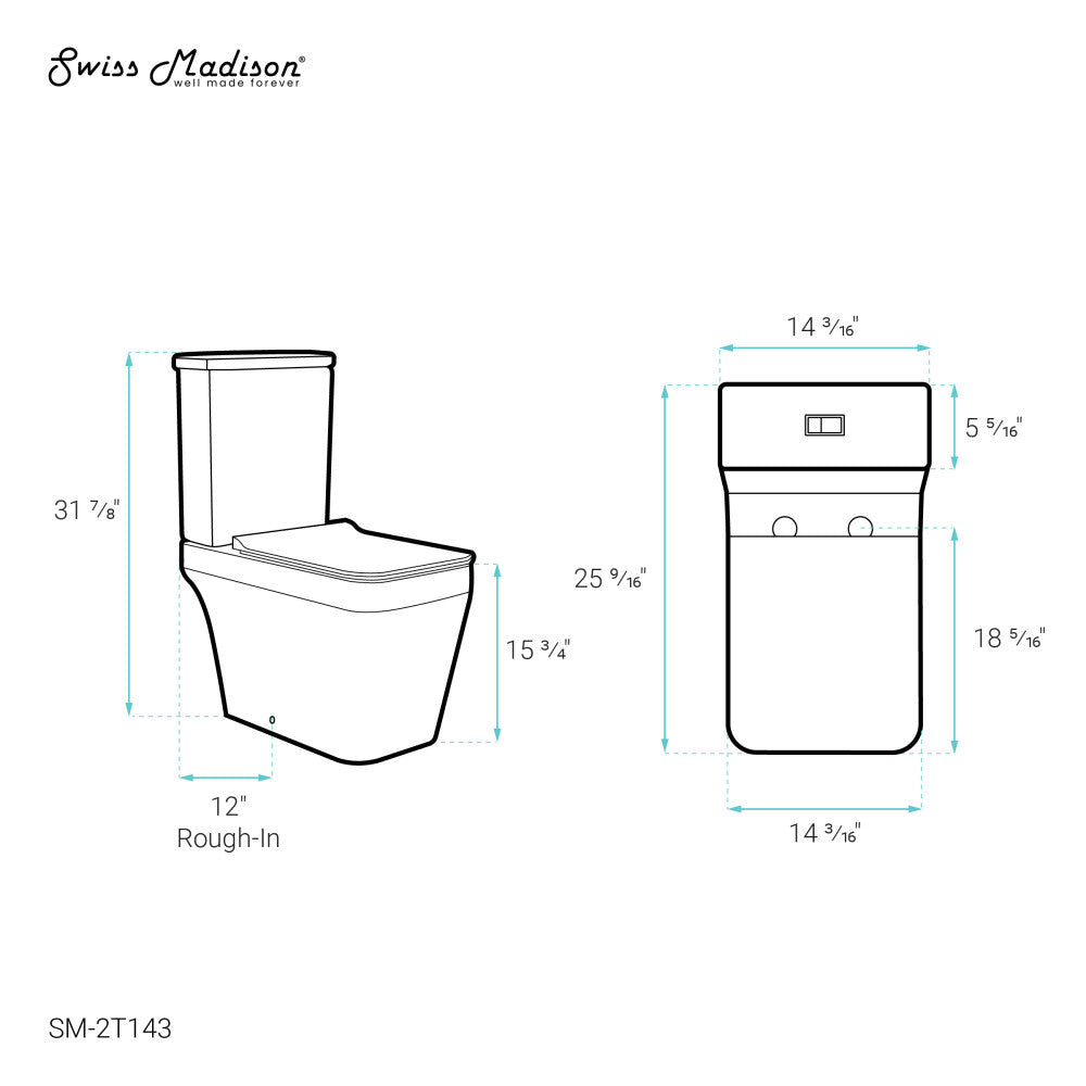 Rivoli Two-Piece Square Toilet Dual-Flush 1.1/1.6 gpf