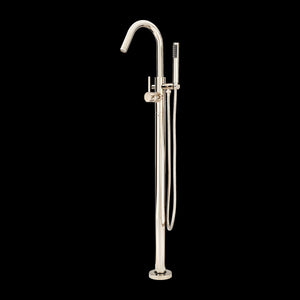 Modern Freestanding Roman Tub Trim Kit w/Handshower in Polished Nickel