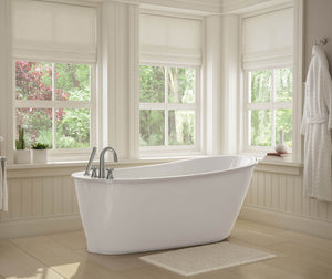 MAAX 105797-000-002-100 Sax 60 x 32 AcrylX Freestanding End Drain Bathtub in White with White Skirt