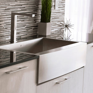 DAX Stainless Steel Farmhouse Top Mount Kitchen Sink, Brushed Stainless Steel DAX-SQ-3621