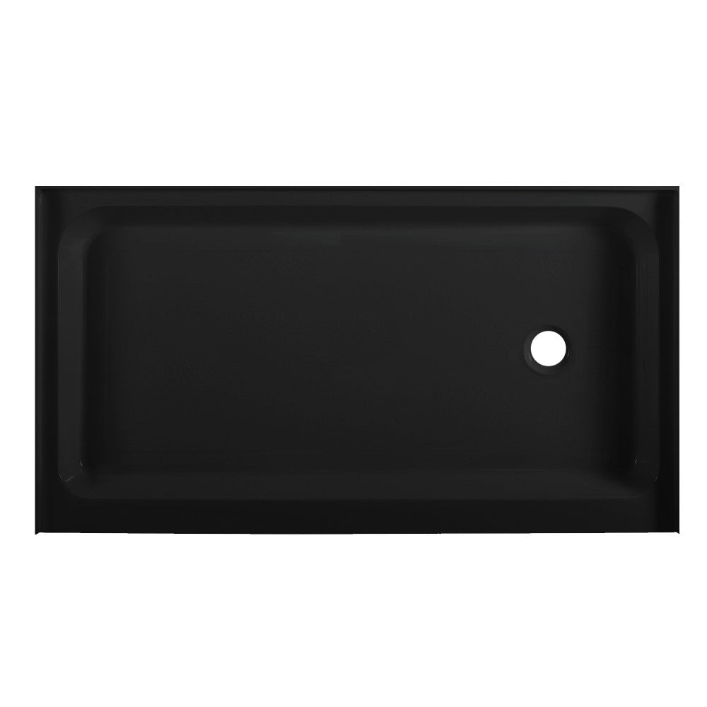 Voltaire 60 x 36 Acrylic Black, Single-Threshold, Right Drain, Shower Base