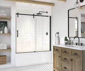 MAAX 137682-900-340-000 Outback 55 ¼ - 58 1/2 x 57 in. 8mm Sliding Tub Door for Alcove Installation with Clear glass in Matte Black