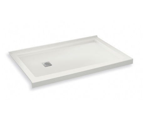 MAAX 420006-542-001-104 B3Square 6036 Acrylic Corner Left Shower Base in White with Anti-slip Bottom with Left-Hand Drain