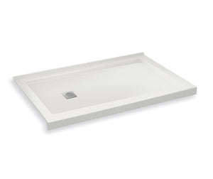 MAAX 420006-542-001-104 B3Square 6036 Acrylic Corner Left Shower Base in White with Anti-slip Bottom with Left-Hand Drain