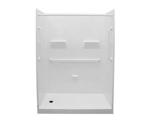 MAAX 106551-000-002-002 MX QSI-6030-SH 4 in. AcrylX Alcove Right-Hand Drain Five-Piece Shower in White