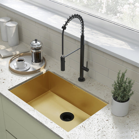 Tourner 27 x 19 Stainless Steel, Single Basin, Undermount Kitchen Sink in Gold
