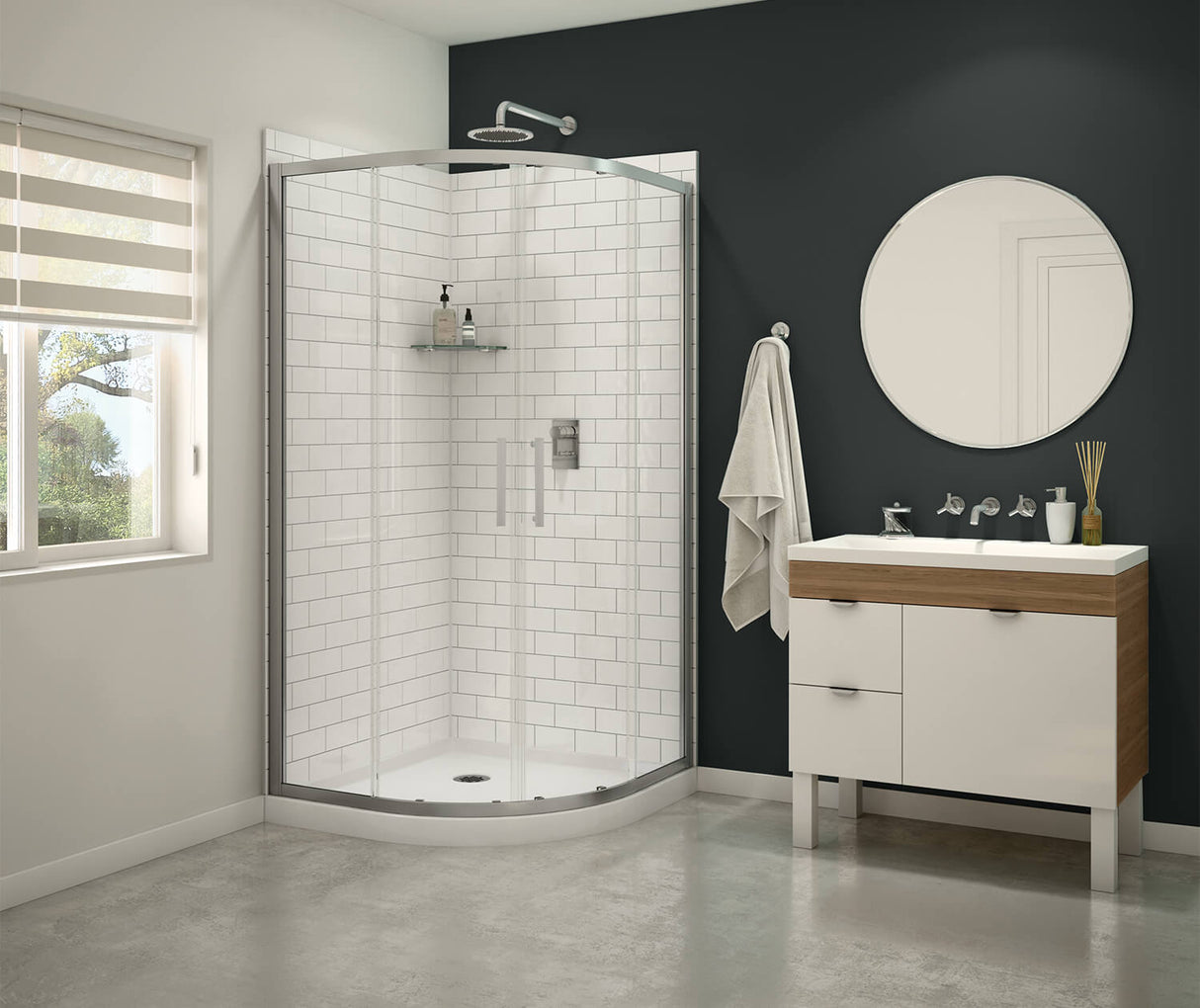 MAAX 300021-900-084-000 Daisy 38 x 38 Acrylic Center Drain Shower Kit in White with Clear glass  in Chrome