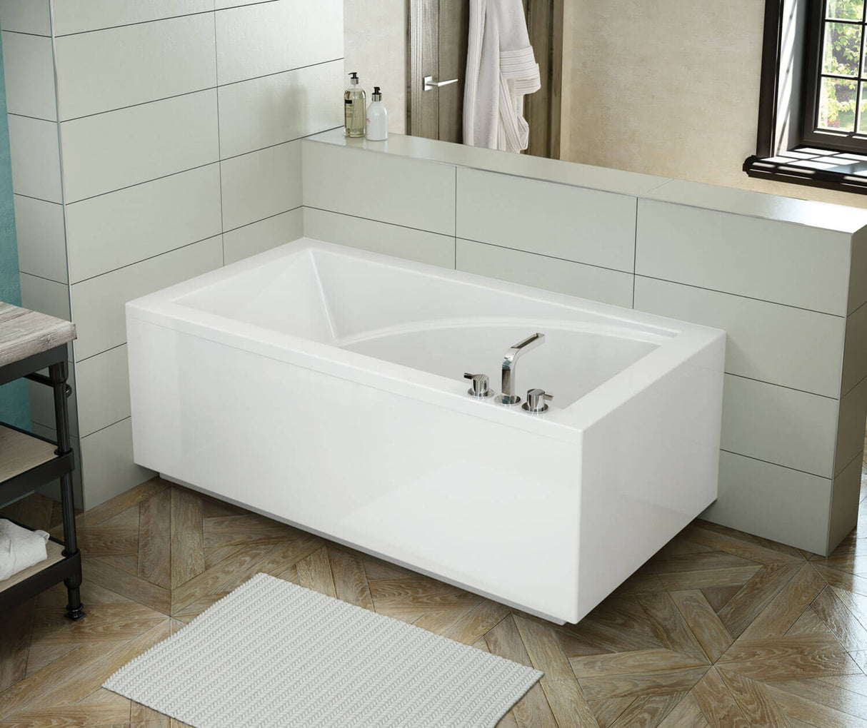 MAAX 410008-000-001-102 ModulR 6032 (With Armrests) Acrylic Corner Left Left-Hand Drain Bathtub in White