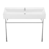 Claire 40 Ceramic Console Sink White Basin Chrome Legs