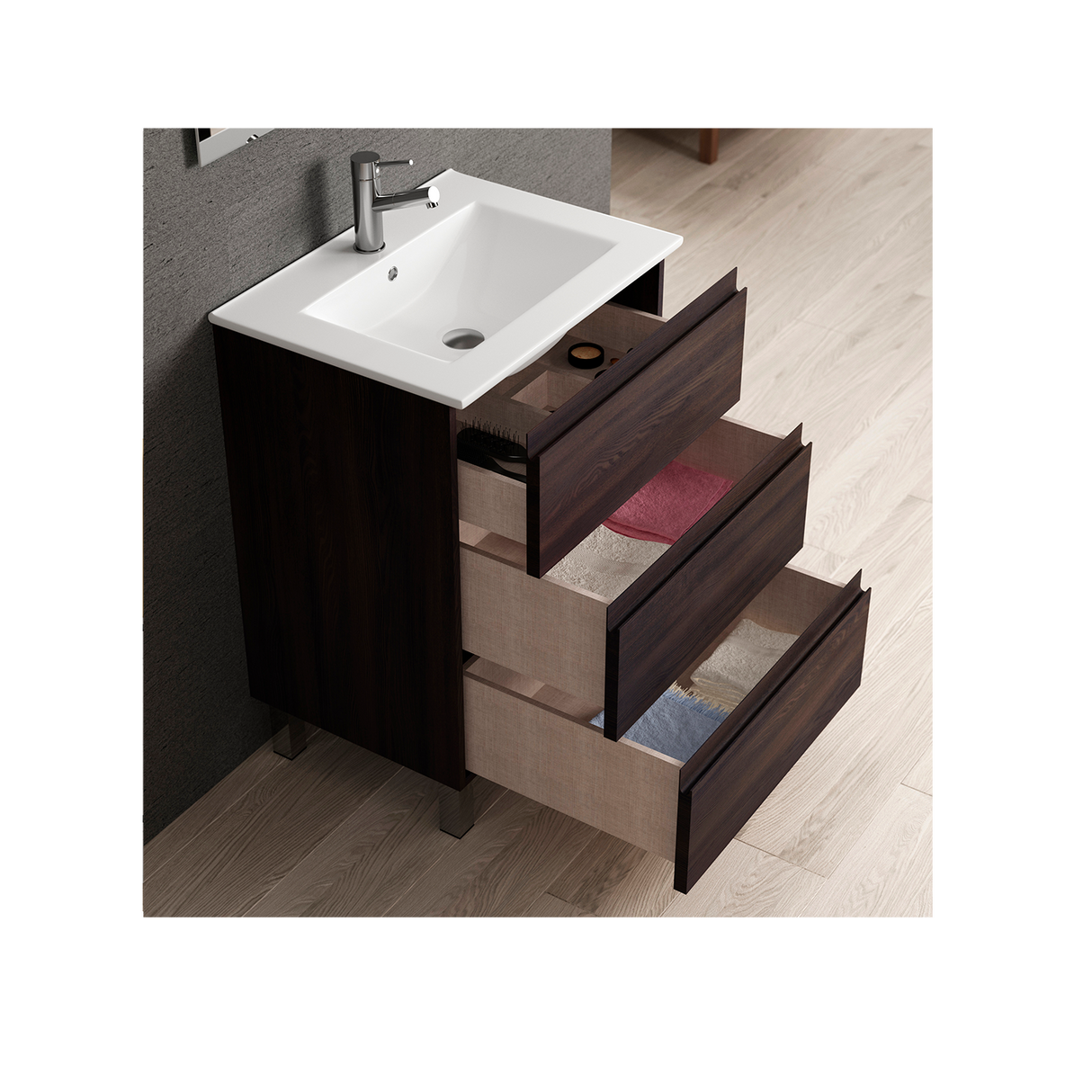 DAX Costa Engineered Wood Single Vanity Cabinet, 24", Wenge DAX-COS012413