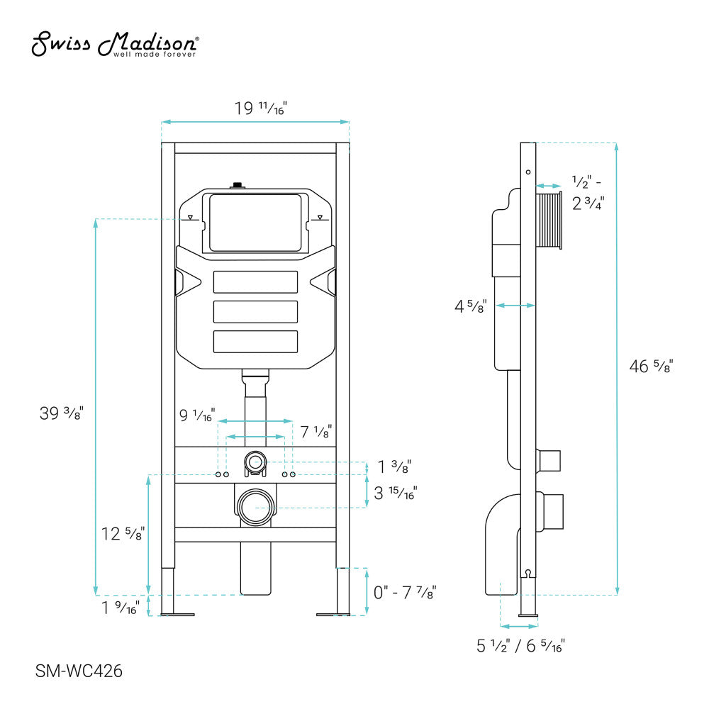 Fantome M 2x6 Concealed In-Wall Toilet Tank Carrier System