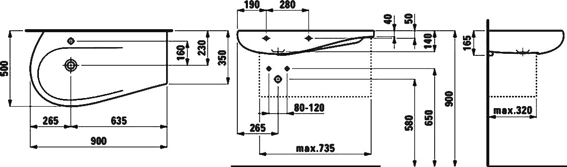 Laufen 4.2447.0.097.630.1 Alessi 48” Wall Vanity