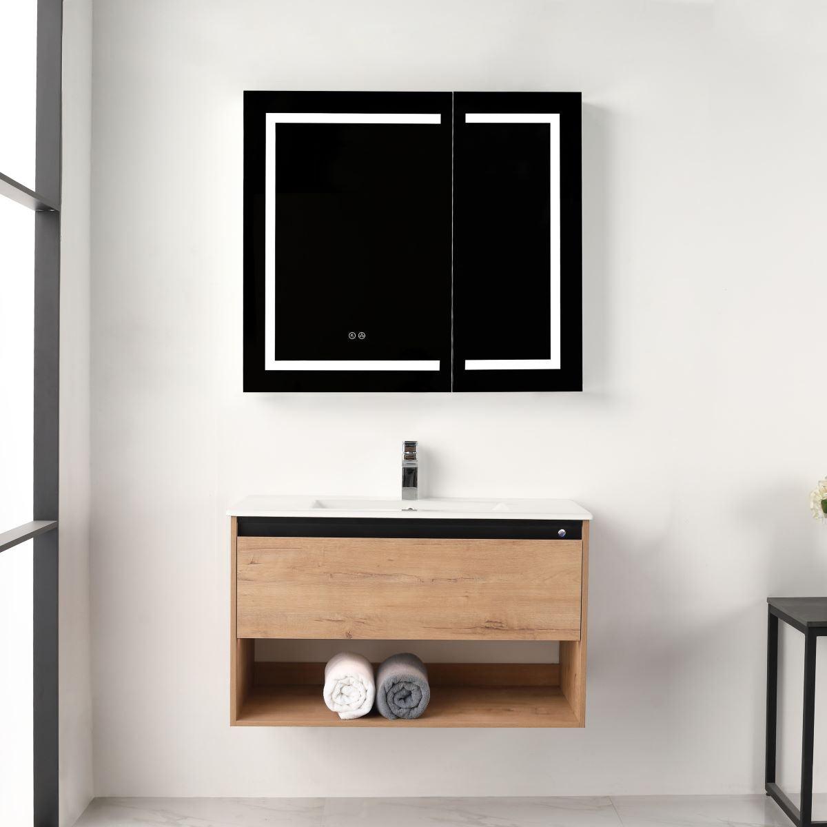 Blossom Bergen 36" Vanity with Dual LED Illumination - Adjustable Lighting and Soft-Close Drawer