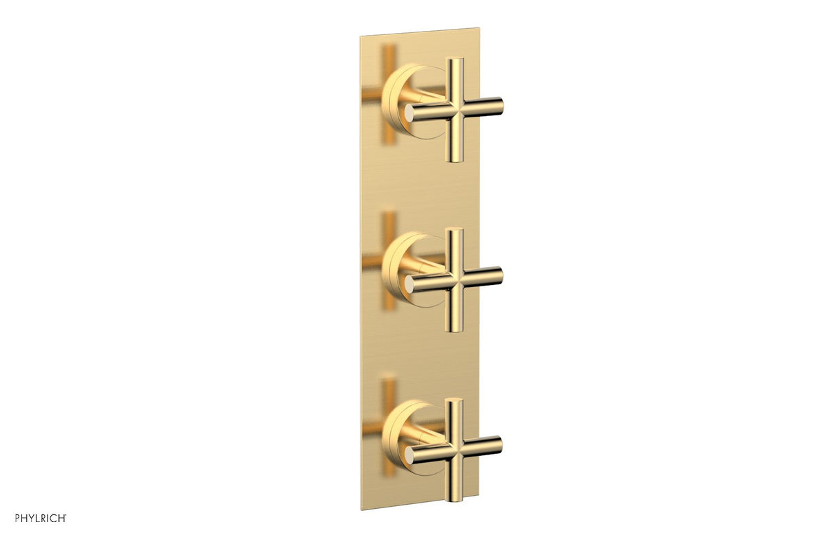 Phylrich 4-029-004 TRANSITION - 3/4" Thermostatic Valve with Two Volume Control, Cross Handles 4-029 - Satin Brass